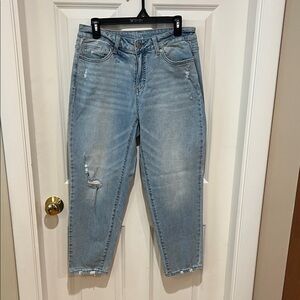 Time and Tru, “Mid-Rise”, woman’s, light blue, distressed, jeans. Size 8.